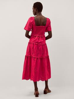Monsoon Brooke Cutwork Midi Dress, Pink - view 2, Pink