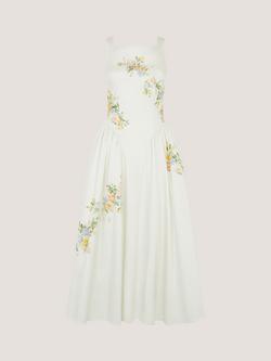 Monsoon Cindy Floral Dress, Ivory, Ivory