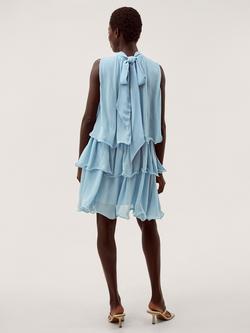 Monsoon Elle Sleeveless Ruffle Tier Mini Dress, Pale Blue - view 2, Pale Blue