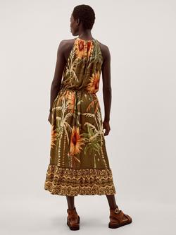 Monsoon Fallon Print Dress containing LENZING™ ECOVERO™ Viscose, Khaki - view 2, Khaki
