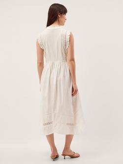 Monsoon Lacy Sleeveless Handkerchief Midi Dress, Ivory - view 2, Ivory