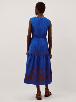 Monsoon Madison Embroidered Midi Dress, Cobalt Blue - view 2, Cobalt Blue