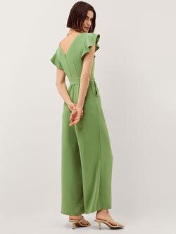 Monsoon Riri V-Neck Frill Jumpsuit, Olive - view 2, Olive