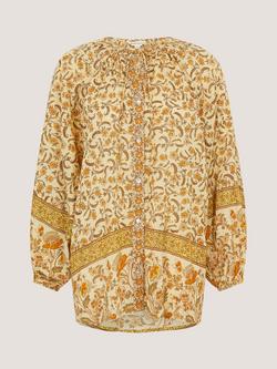 Monsoon Ari Printed Shirt, Mustard, Mustard