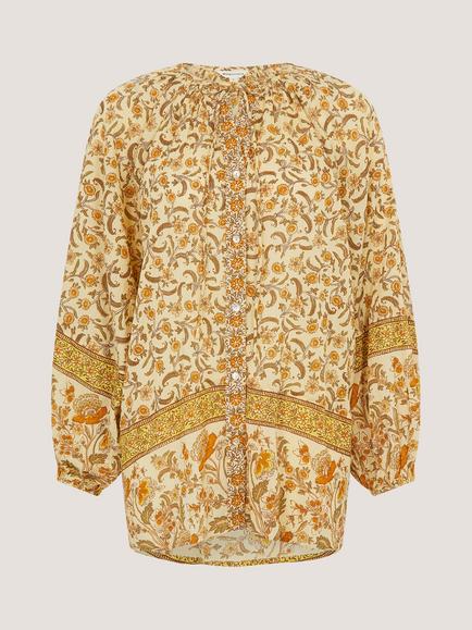 Monsoon Ari Printed Shirt, Mustard, Mustard