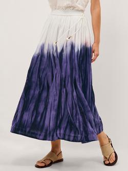 Monsoon Elise Ombre Maxi Skirt, Blue/White, Blue/White