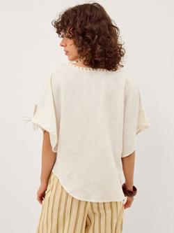 Monsoon Adela Linen Blend Top, Ivory - view 2, Ivory