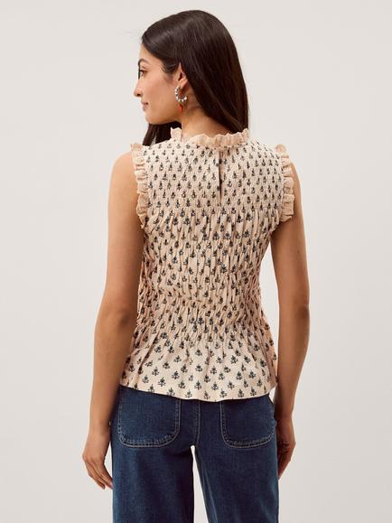 Monsoon Amaya Print Jersey Top, Ivory - view 2, Ivory