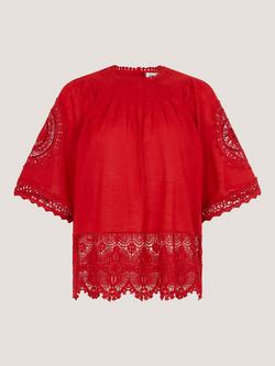 Monsoon Emory Lace Top, Red, Red