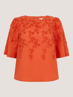 Monsoon Georgia Embroidered Top, Orange, Orange