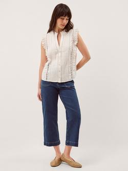 Monsoon Lacy Sleeveless Broderie Top, Ivory, Ivory