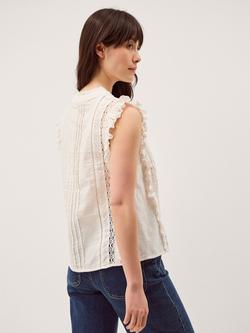 Monsoon Lacy Sleeveless Broderie Top, Ivory - view 2, Ivory