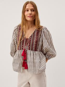 Monsoon Laila Tie Front Top, Ivory, Ivory