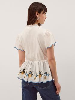Monsoon Luna Lemon Embroidered Top, Ivory - view 2, Ivory
