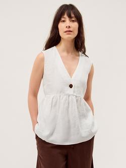 Monsoon Posey Sleeveless Linen Top, White, White