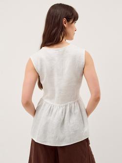 Monsoon Posey Sleeveless Linen Top, White - view 2, White