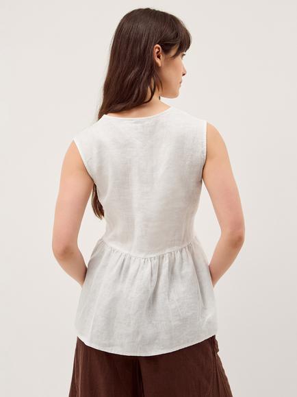 Monsoon Posey Sleeveless Linen Top, White - view 2, White