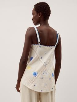 Monsoon Sophie Embroidered Cami Top, Ivory/Multi - view 2, Ivory/Multi