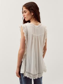 Monsoon Taylor Sleeveless Embroidered Lace Top, White - view 2, White