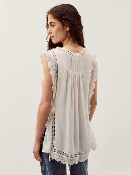 Monsoon Taylor Sleeveless Embroidered Lace Top, White - view 2, White