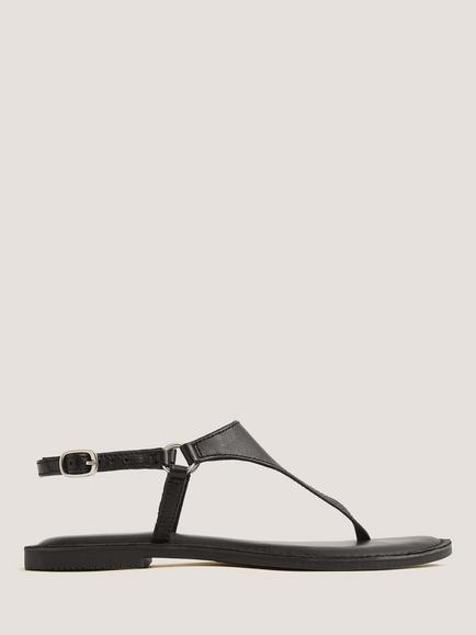 Monsoon Immy Leather Open-Toe Sandals, Black, Black