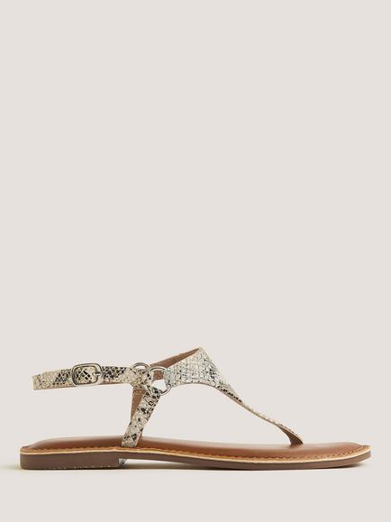 Monsoon Immy Animal Leather Open-Toe Sandals, Neutral, Neutral