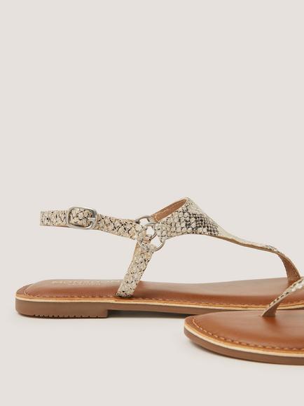 Monsoon Immy Animal Leather Open-Toe Sandals, Neutral - view 2, Neutral