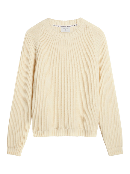 Percival Cotton Crew Neck Fisherman Jumper, Ecru, Ecru