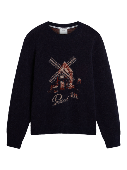 Percival Miller Jacquard Jumper, Navy, Navy