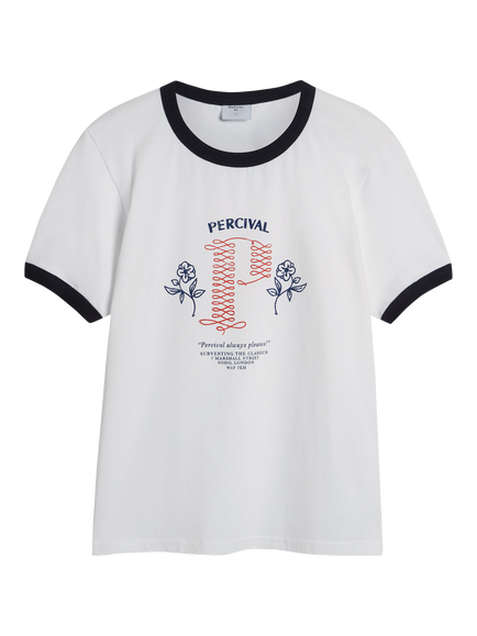 Percival Tucker Ringer T-Shirt, White, White