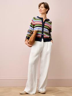 Brora Washed Linen Wide Leg Trousers, White - view 2, White
