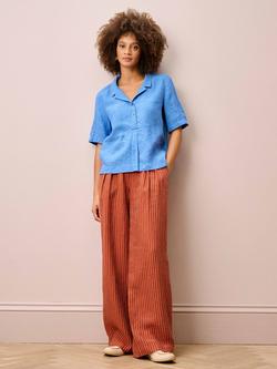 Brora Linen Textured Weave Utility Shirt, Harebell - view 2, Harebell