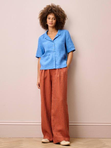 Brora Linen Textured Weave Utility Shirt, Harebell - view 2, Harebell