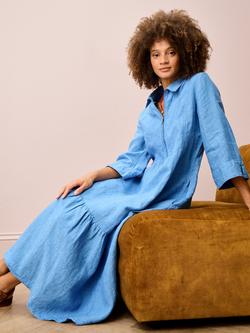 Brora Linen Textured Weave Midi Dress, Harebell, Harebell