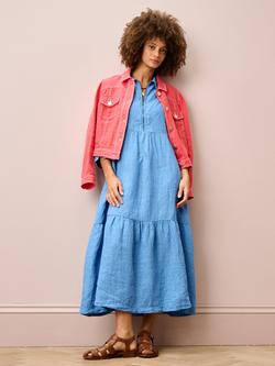 Brora Linen Textured Weave Midi Dress, Harebell - view 2, Harebell