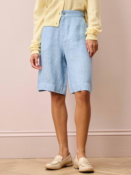 Brora Herr Pure Linen Shorts, Porcelain, Porcelain