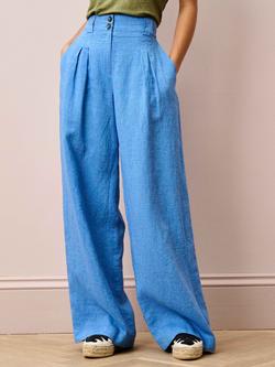 Brora Linen Textured Weave Trousers, Harebell, Harebell