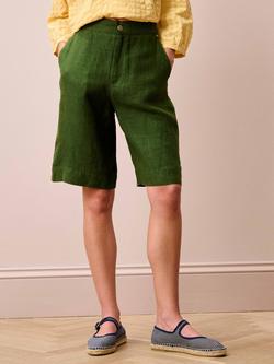 Brora Herr Pure Linen Shorts, Kelp, Kelp