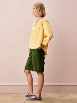 Brora Herr Pure Linen Shorts, Kelp - view 2, Kelp