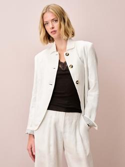 Brora Washed Linen Jacket, White, White