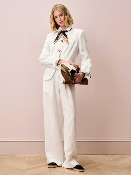 Brora Washed Linen Jacket, White - view 2, White