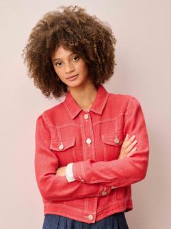Brora Pure Linen Utility Jacket, Coral, Coral