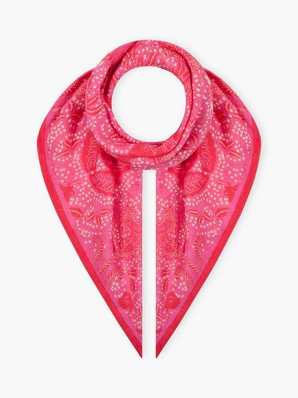 Brora Batik Cotton-Silk Square Scarf, Fuchsia, Fuchsia