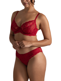 Dorina Perfect Lace Brazilian Knickers, Red, Red