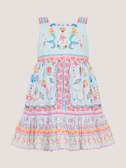 Monsoon Baby Sleeveless Sequin Mermaid Dress, Blue, Blue