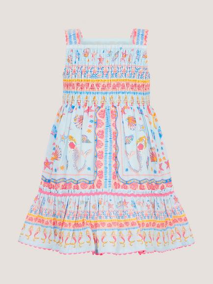 Monsoon Baby Sleeveless Sequin Mermaid Dress, Blue - view 2, Blue