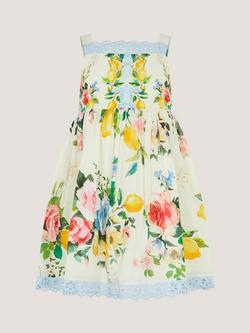Monsoon Baby Amalfi Sleeveless Lemon Print Dress, White, White