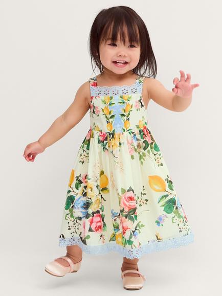 Monsoon Baby Amalfi Sleeveless Lemon Print Dress, White, White
