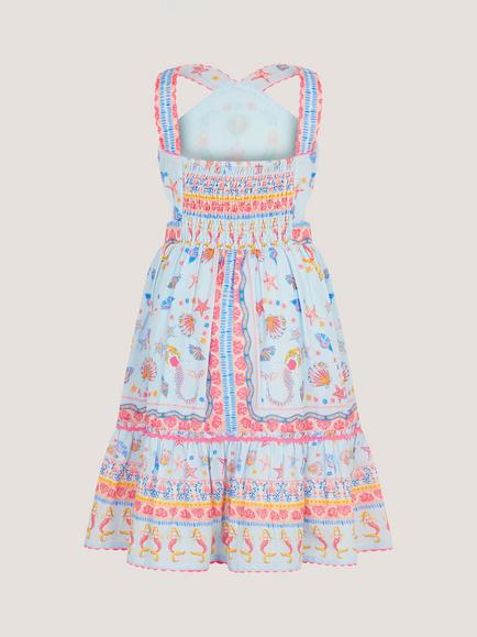 Monsoon Kids' Sleeveless Sequin Mermaid Dress, Blue - view 2, Blue