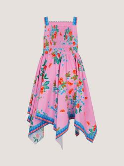 Monsoon Kids' Oriana Fruity Hanky Hem Dress, Pink - view 2, Pink
